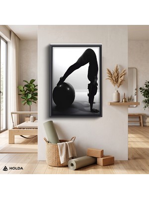 Holda Props Siyah Renk Çerçeveli Mdf Tablo Yoga Spor Figür Spor Tablo Duvar Dekorasyonu