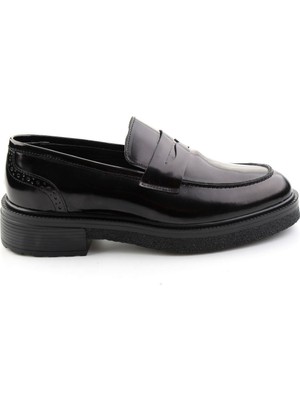 Bambi Siyah Açma Hakiki Deri Erkek Loafer Ayakkabı E01549116414