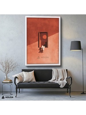 Holda Props Beyaz Renk Çerçeveli Mdf Tablo Minimalist Pencere Soyut Tablo Duvar Dekorasyonu