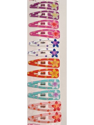 Ases Store Çıtçıtlı Lotus Desenli Toka 12'li Set Saç Tokası Saç Aksesuarı
