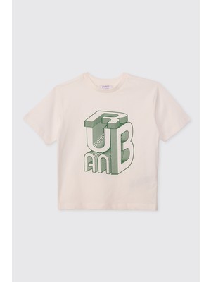 Panço Erkek Çocuk Bisiklet Yakalı Ekru Tişört