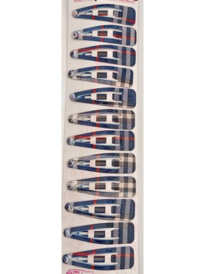 Ases Store Çıtçıtlı Ekose Desenli Toka 12'li Set Saç Tokası Saç Aksesuarı