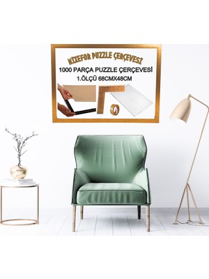 mixefor 1000 Parça Puzzle Yapboz Çerçevesi 68CMX48CM Altın Renk Çerçeve Çerçeve Genişliği 30MM