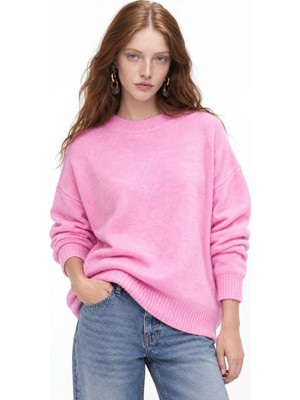 Hiccup Kadınlar Mixray Oversize Triko Kazak Toz Pembe