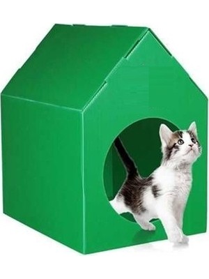 Yeşil Bereks Kedi Evi & Yuvası Konforlu Tasarım PP Plastik Malzeme ile 35x47x52 cm Su Geçirmez