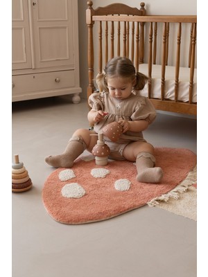 İrya Mushroom Tekli %100 Pamuk Çocuk Odası Halısı 90X90 cm Brick