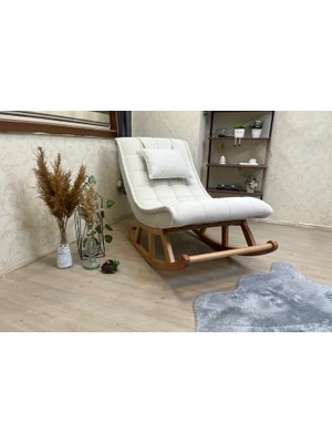 Vivense Miskin Sallanan Sandalye, Krem, Ahşap, Naturel Ayak