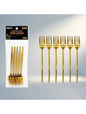 TKÇ Şık Gold Tatlı Çatal Seti 13 cm 6 Adet Paket