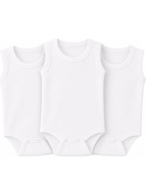 3'lü Bebek Atlet Body Zıbın Çıtçıtlı 100% Pamuk