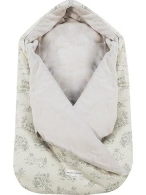 Hood Toile De Jouy Cream Kapüşonlu Kundak Bebek BATTANIYESI,%100 Pamuk Yenidoğan Kundak Örtüsü, Hastane Çıkışı ve Puset Kullanımına Uygun, Unisex