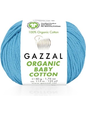 Gazzal Organic Baby Cotton 50GR - Örgü Yünü 424 Turkuaz