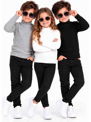 Babido Ribanalı Yarım Boğazlı Unisex Erkek ve Kız Çocukboğazlı Badi 3 Renk (3ADET)