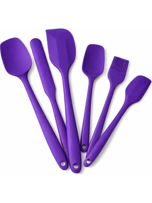 6 Parça Silikon Mutfak Gereçleri Seti, Isıya Dayanıklı Spatula, Fırça ve Kaşık Seti, Yapışmaz Tencere Dostu, Kırmızı, Siyah ve Mor Renk Seçenekleri (M