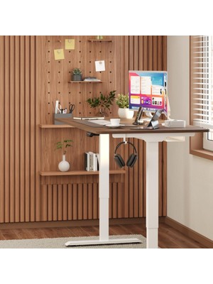 Uprise Comfort Çift Motorlu Yükseklik Ayarlı Masa (72–121 Cm) - Beyaz (Beyaz Ayak/ceviz Tabla, 180X80 Cm)