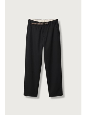 Abluka Online Ablukaonline Erkek Slim Fit Beli Lastikli Kumaş Pantolon Siyah