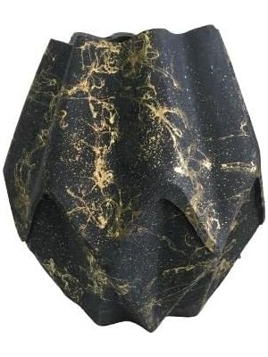Burgulu Seramik Saksı (Siyah -Altın Sarısı Renk)