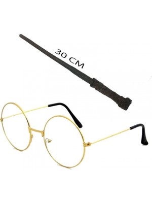 Pileli Store Harry Potter Asası 30 cm ve Metal Harry Potter Gözlüğü