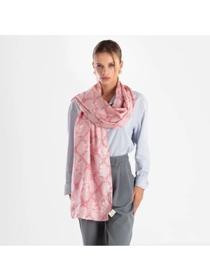Romantik Pembe Tonlarda Çiçek Desenli Twill Ipek Eşarp