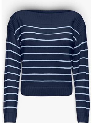Only Onlkatıa Ls Boatneck cc Knt Kadın Mavi Kazak - 15374823
