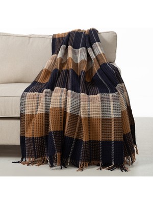 Mudo Home SCOTCH DİZ ÜSTÜ BATTANİYE LACİVERT BEJ 130X170