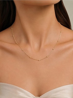 Küpe&Co Dorika Top Detaylı Zincir Kolye