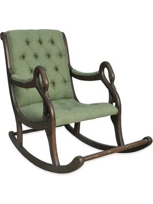 Vivense Vintage Sallanan Sandalye, Yeşil, Ahşap, Ceviz Ayak