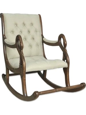 Vivense Vintage Sallanan Sandalye, Krem, Ahşap, Ceviz Ayak