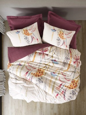 Cotton Box Rf Modeline -Flos Bordo- Çift Kişilik Nevresim Takımı