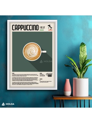 Holda Props Beyaz Renk Çerçeveli Mdf Tablo Cappuccino Kahve Tarifi Mutfak Tablosu Duvar Dekorasyonu