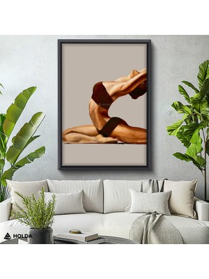 Holda Props Siyah Renk Çerçeveli Mdf Tablo Yoga Hareketi Figür Tablo Duvar Dekorasyonu