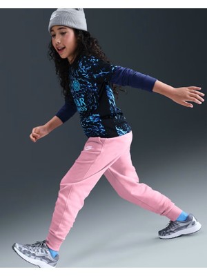 Nike FD2921-690 Sportswear Club Fleece Büyük Kız Çocuk Yüksek Belli Dar Kesim Pantolon - Pembe