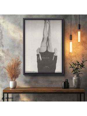 Holda Props Siyah Renk Çerçeveli Mdf Tablo Yoga Hareketi Spor Tablo Duvar Dekorasyonu