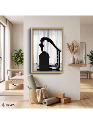 Holda Props Ahşap Renk Çerçeveli Mdf Tablo Pilates Spor Tablosu Duvar Dekorasyonu