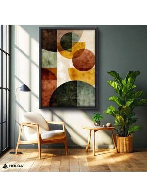 Holda Props Siyah Renk Çerçeveli Mdf Tablo Soyut Geometrik Formlar Soyut Tablo Duvar Dekorasyonu