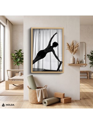 Holda Props Ahşap Renk Çerçeveli Mdf Tablo Pilates Egzersizi Spor Tablosu Duvar Dekorasyonu