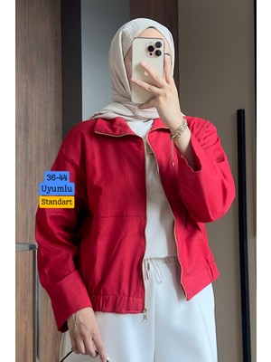 Balenbi Kadın Fermuarlı Günlük Basic Kot Ceket 372