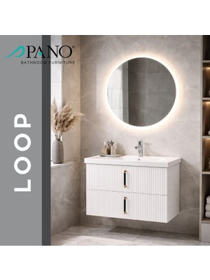 Pano Loop 60 cm Banyo Dolabı Beyaz Çift Çekmeceli Mdf