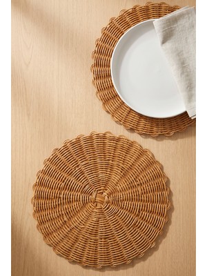Digithome 6'lı Hasır Rattan Supla Amerikan Servis 35 cm M-1789