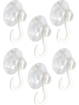 Vantuz Öpücük 4 cm 6 Adet Büyük Kancalı Cam Vantuzu Pvc Vantuz Mutfak Banyo Pencere ve Kapı Camı Vantuzu