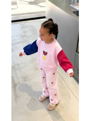 Unicorn Kids Kız Çocuk Pembe Lale Desen Alt Üst Takım