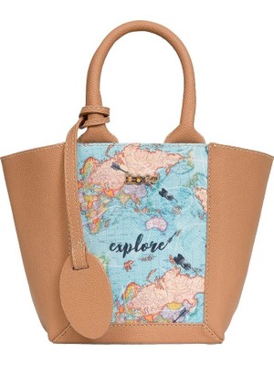 Dogo Kadın Vegan Deri Kahverengi Tote Bag - Explore Tasarım