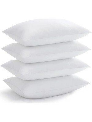 Evlen Home Collection Elyaf Dolgulu 4 Adet Silikon Yastık 50X70 cm Pamuk Otel Yastık Beyaz Yumuşak