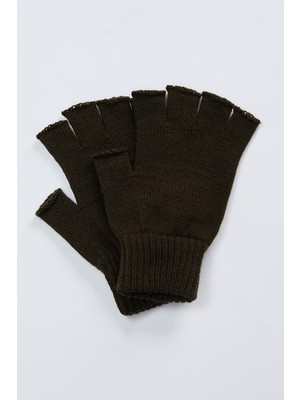 Eleven Markets Akrilik Kahverengi Kesik Eldiven Triko Parmaksız Eldiven Unisex