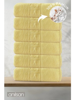Anılsan 6'lı Greek Beyaz Banyo Havlusu - 70x140cm, 490gr, %100pamuk, Spa Ve Otel Havlusu