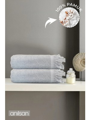 Anılsan 2'li Gri Jelena Banyo Havlusu- 70x140 Cm, 490 Gr, %100pamuk, Spa Ve Otel Havlusu Uy