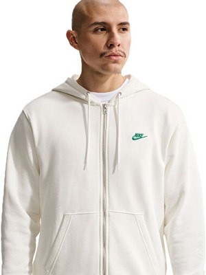 Nike Nıke M Nk Club Ft Fz Hdy Futbol Erkek Günlük Ceket IF0676-133 Beyaz