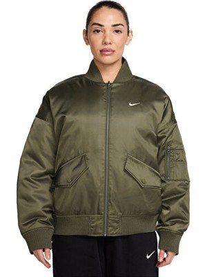 Nike Nıke W Nsw Rvrsbl Bomber Jkt Kadın Günlük Ceket (Çift Taraflı) HV2812-222 Kahverengi