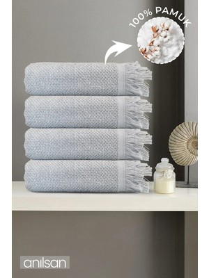 Anılsan 4'lü Gri Jelena Banyo Havlusu 70x140 Cm, 490 Gr, %100pamuk, Spa Ve Otel Havlusu Uy
