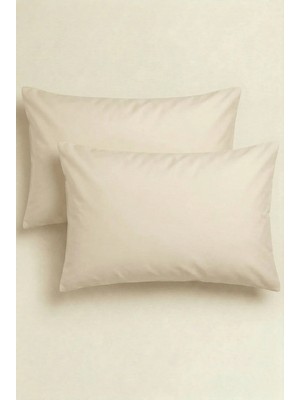 Anılsan Camelia 2'li Bej Yastık Kılıfı – 50x70 Cm, %100 Pamuk