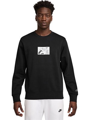 Nike Nıke M Nk Club Bb Crw Reıssue Erkek Günlük Sweatshirt HV1244-010 Siyah